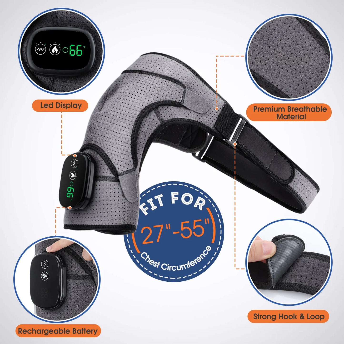 Electric Heating Shoulder & Knee Brace with Vibration & LED Display