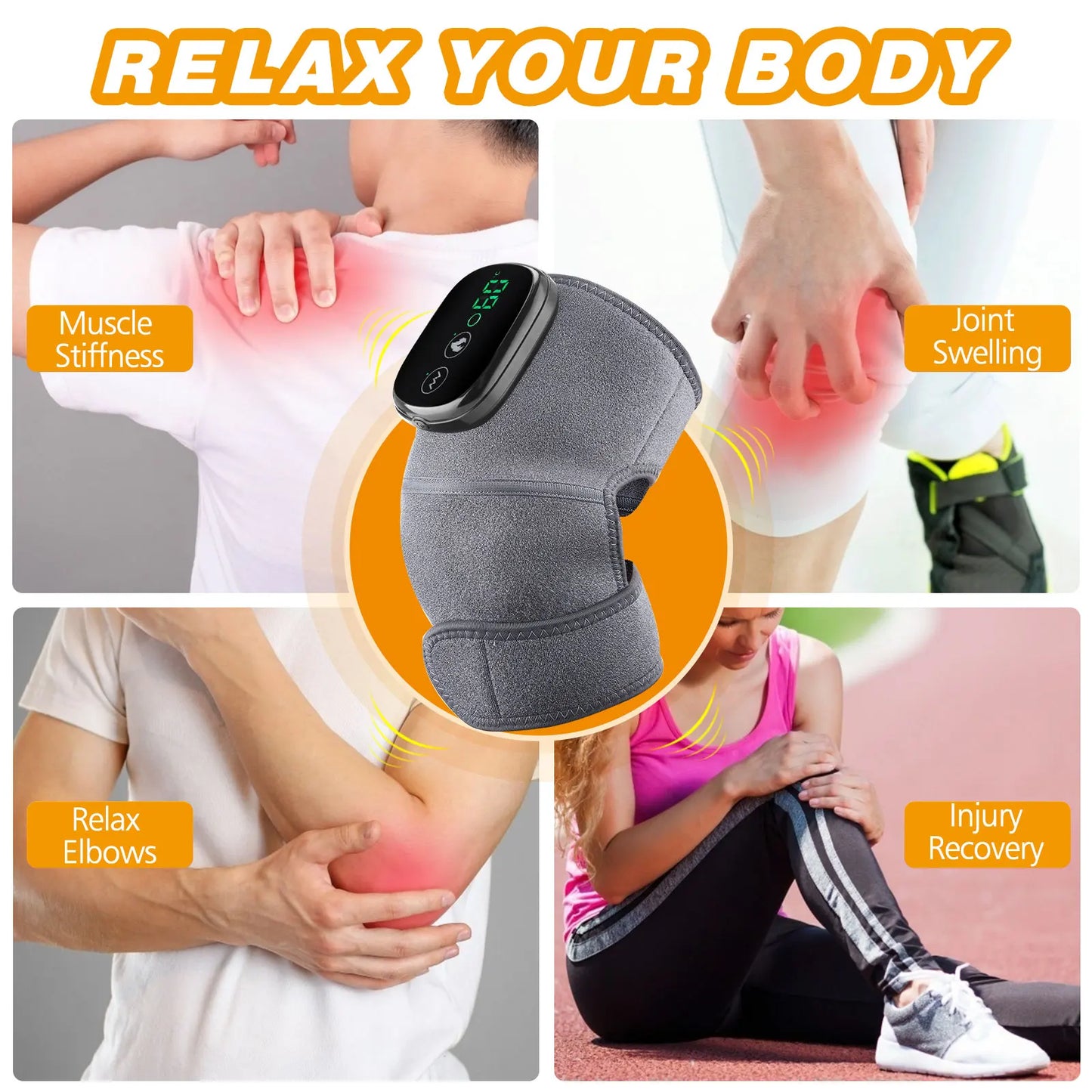 Electric Heating Shoulder & Knee Brace with Vibration & LED Display