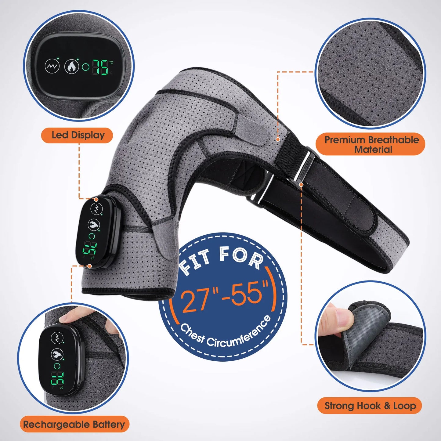 Electric Heating Shoulder & Knee Brace with Vibration & LED Display
