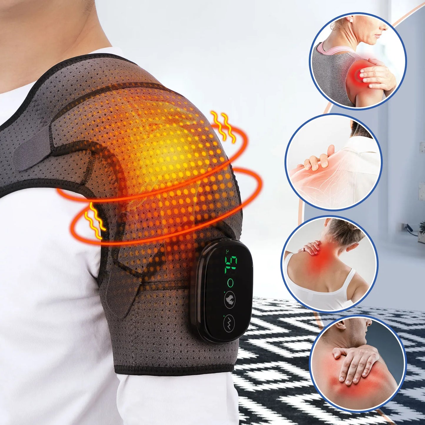 Electric Heating Shoulder & Knee Brace with Vibration & LED Display