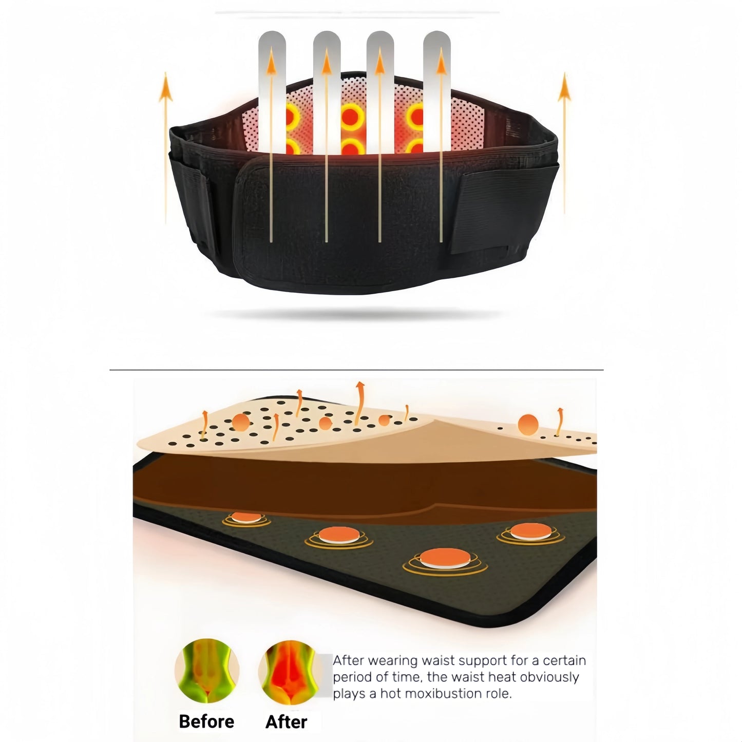 Adjustable Tourmaline Self-Heating Magnetic Therapy Waist Support Belt