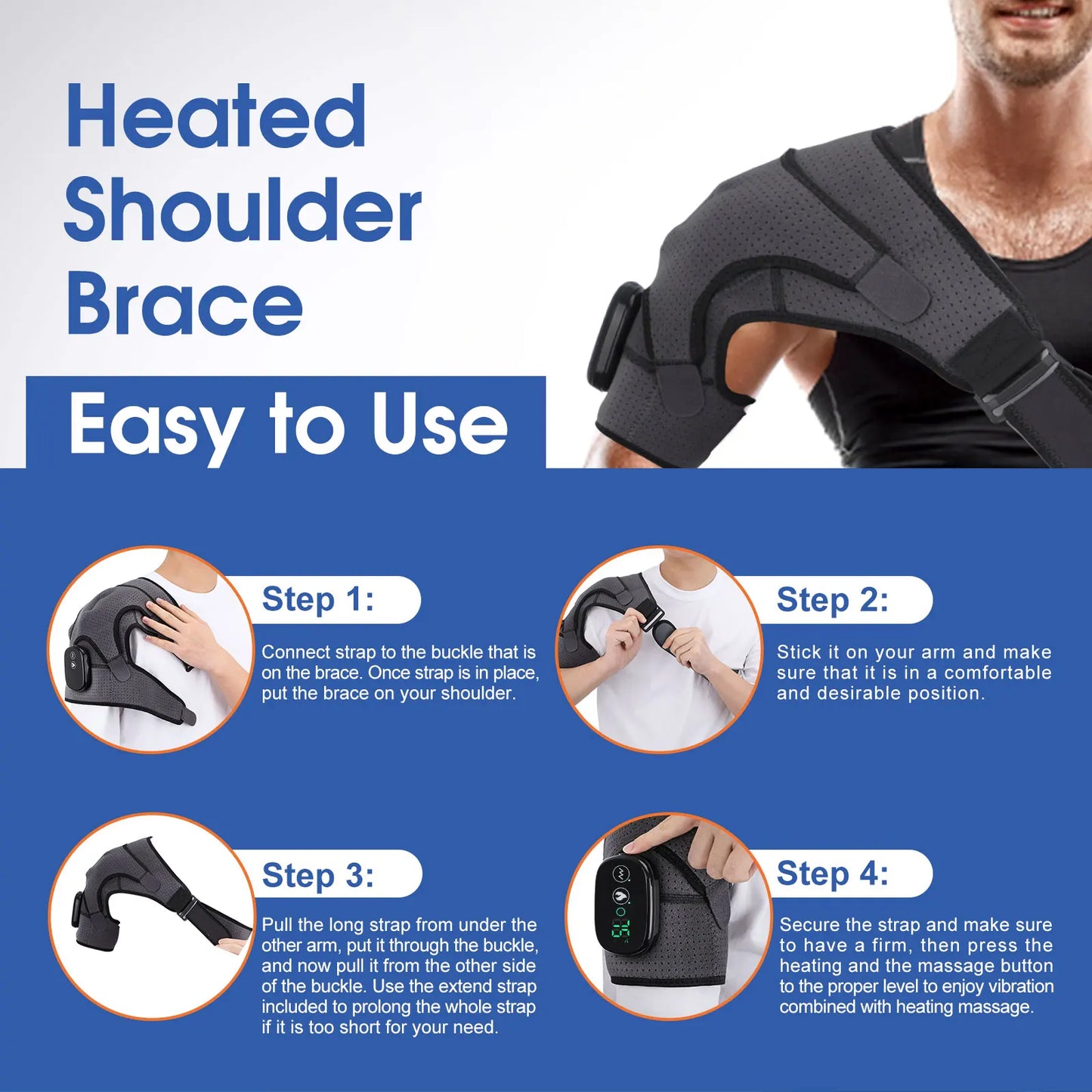 Electric Heating Shoulder & Knee Brace with Vibration & LED Display