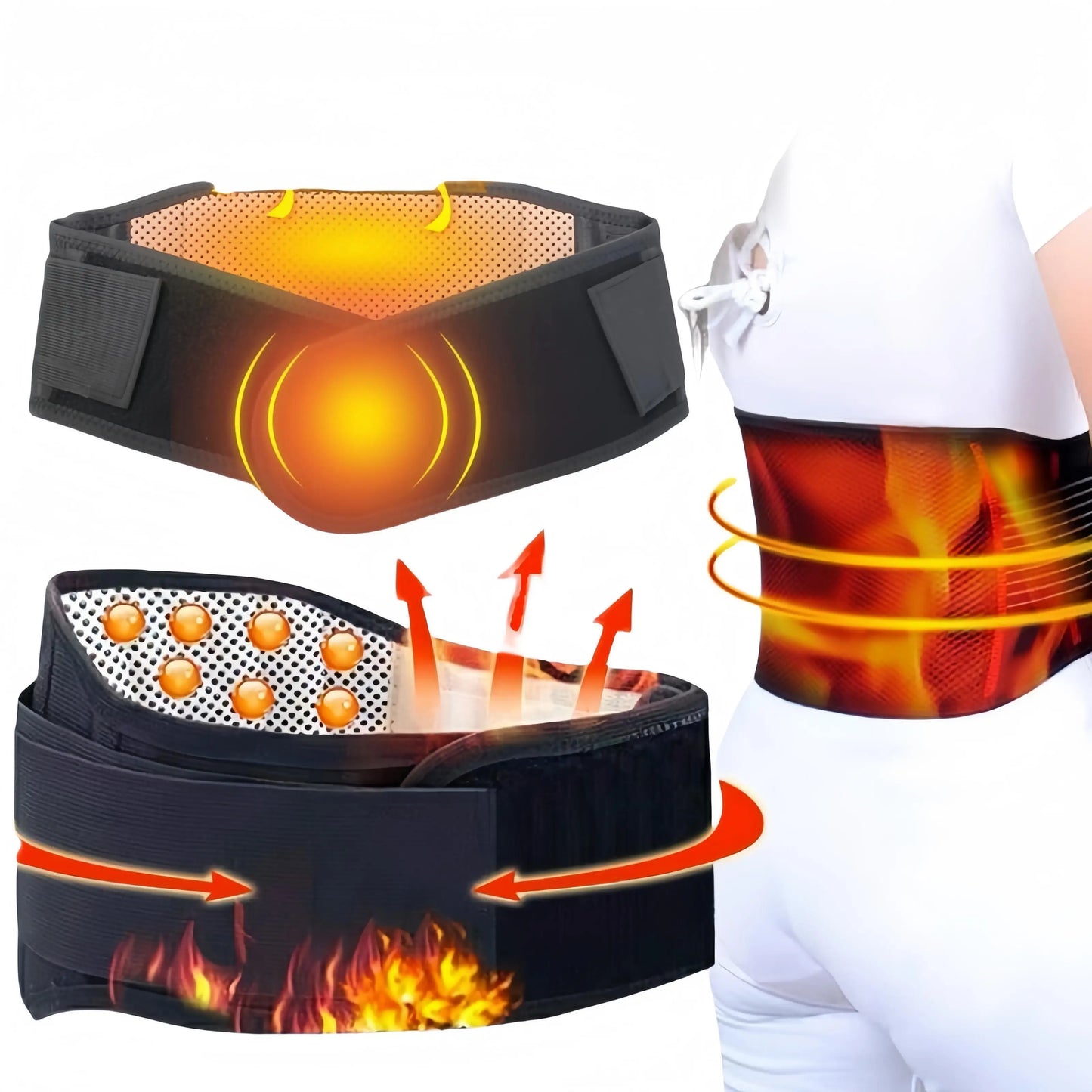 Adjustable Tourmaline Self-Heating Magnetic Therapy Waist Support Belt