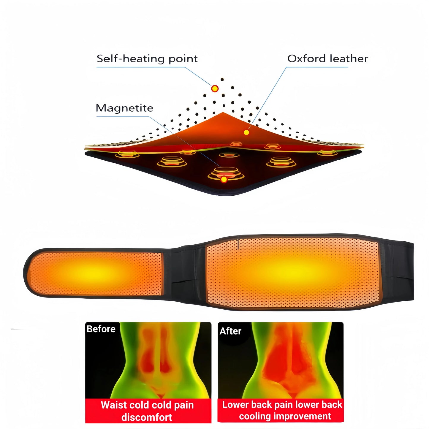Adjustable Tourmaline Self-Heating Magnetic Therapy Waist Support Belt