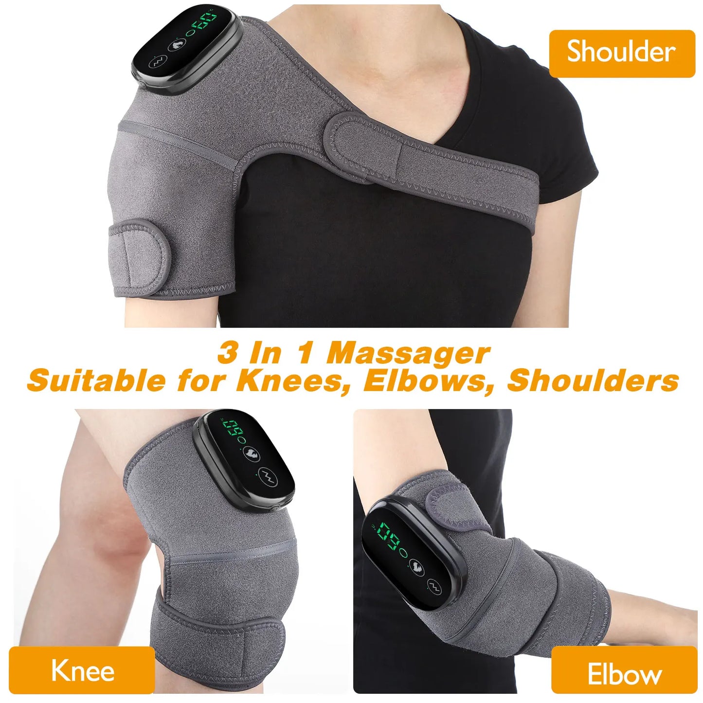 Electric Heating Shoulder & Knee Brace with Vibration & LED Display