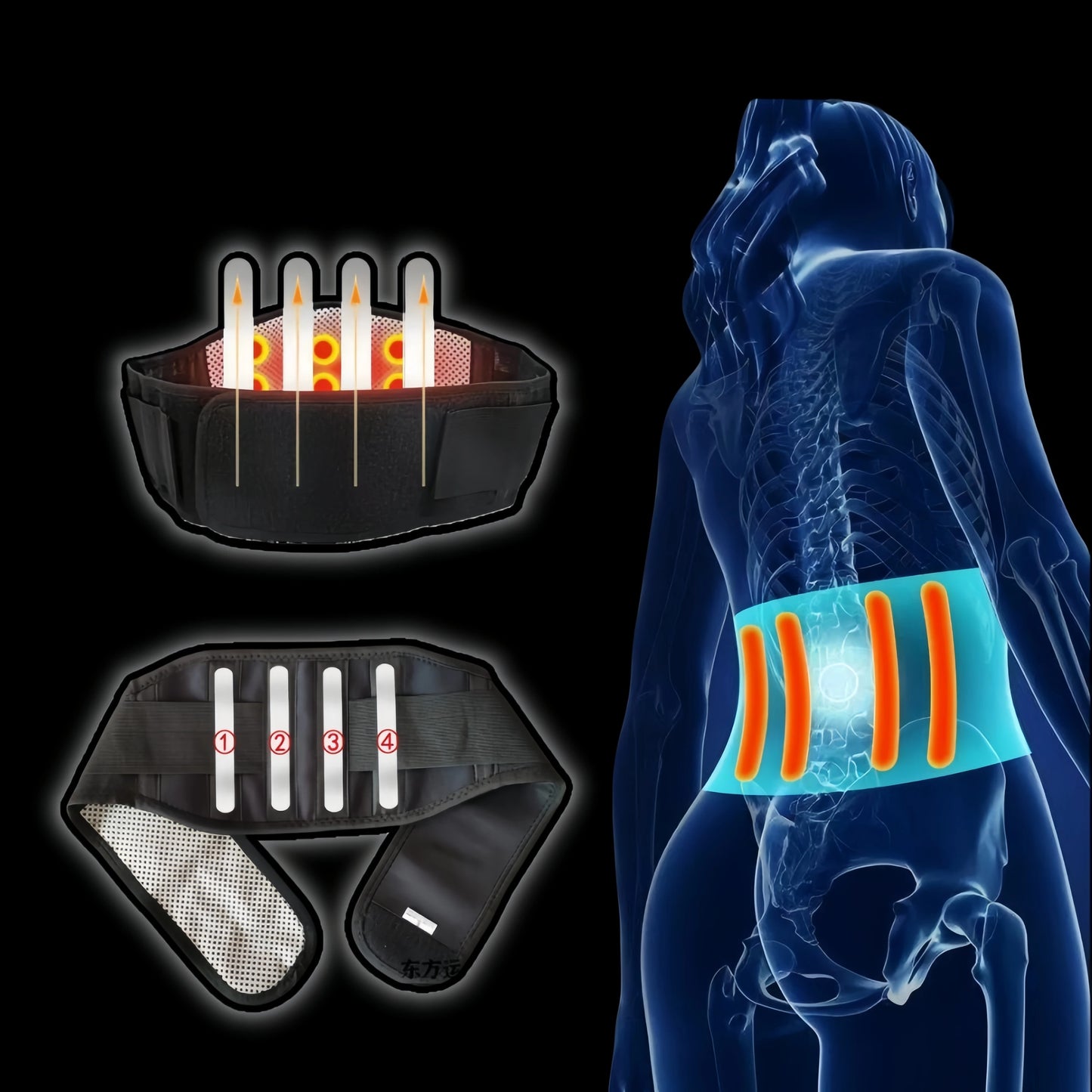 Adjustable Tourmaline Self-Heating Magnetic Therapy Waist Support Belt