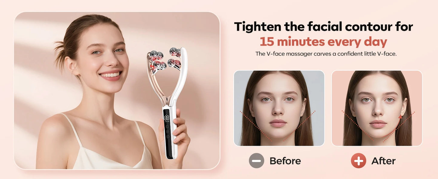 Upgraded Microcurrent Facial Slimming Massager Red-Light-Therapy-for-Face and Neck,Vibrating Facial Massager for Wrinkles