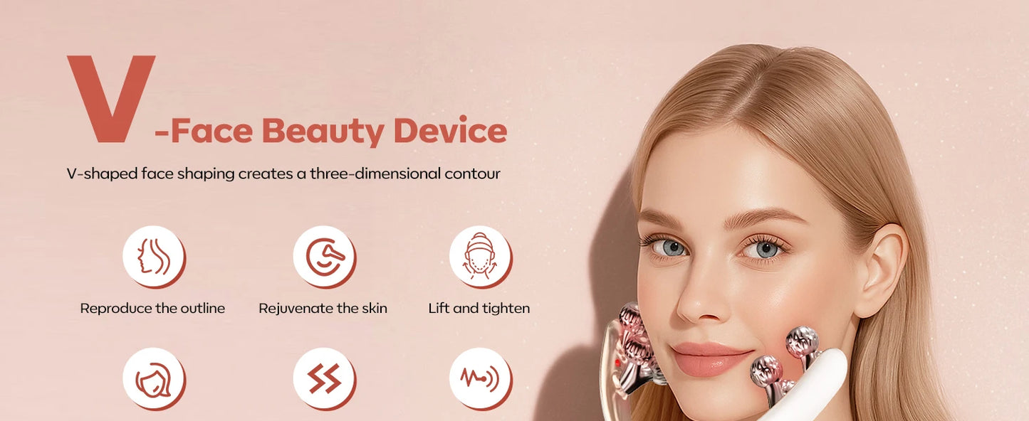 Upgraded Microcurrent Facial Slimming Massager Red-Light-Therapy-for-Face and Neck,Vibrating Facial Massager for Wrinkles
