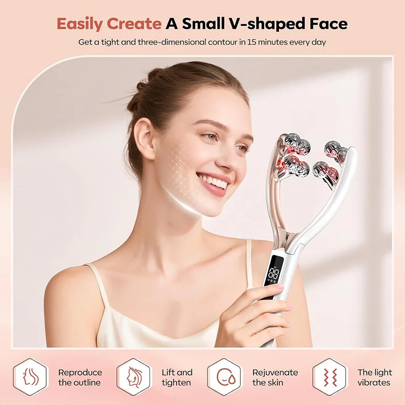 Upgraded Microcurrent Facial Slimming Massager Red-Light-Therapy-for-Face and Neck,Vibrating Facial Massager for Wrinkles
